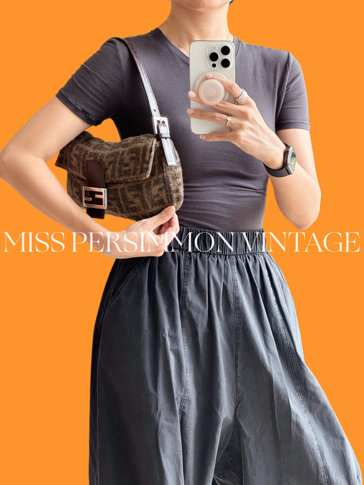 Fendi Vintage Zucca Cashmere Baguette Shoulder Bag