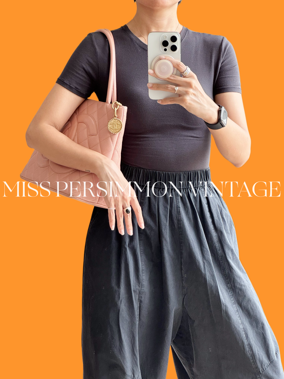 Chanel Vintage Caviar Medallion Tote Shoulder Bag