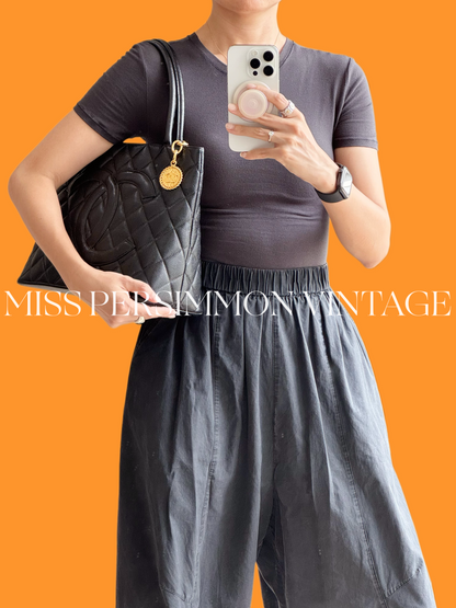 Chanel Vintage Caviar Medallion Tote Shoulder Bag