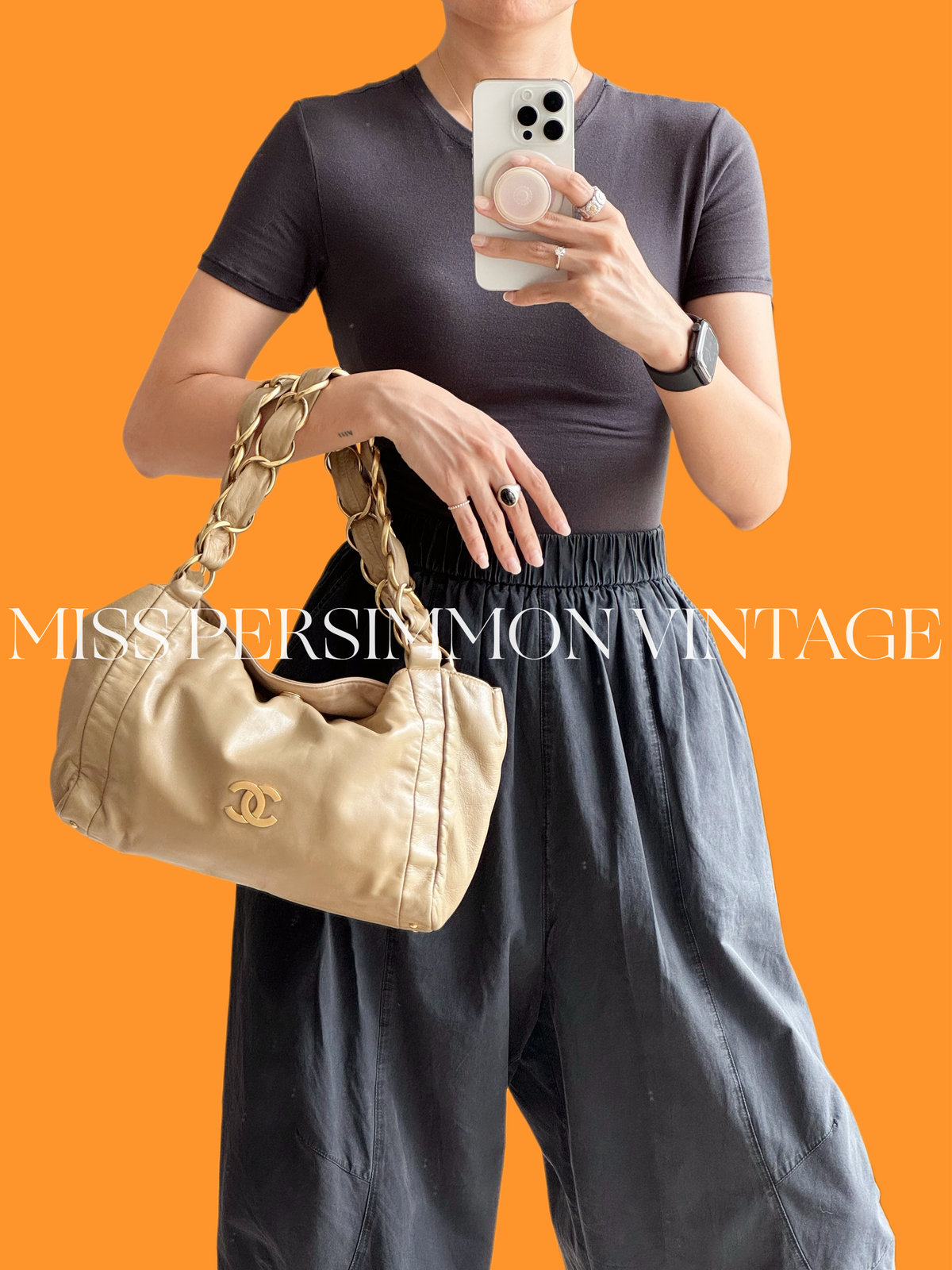 Chanel Vintage Lambskin Beige Olsen Shoulder Bag