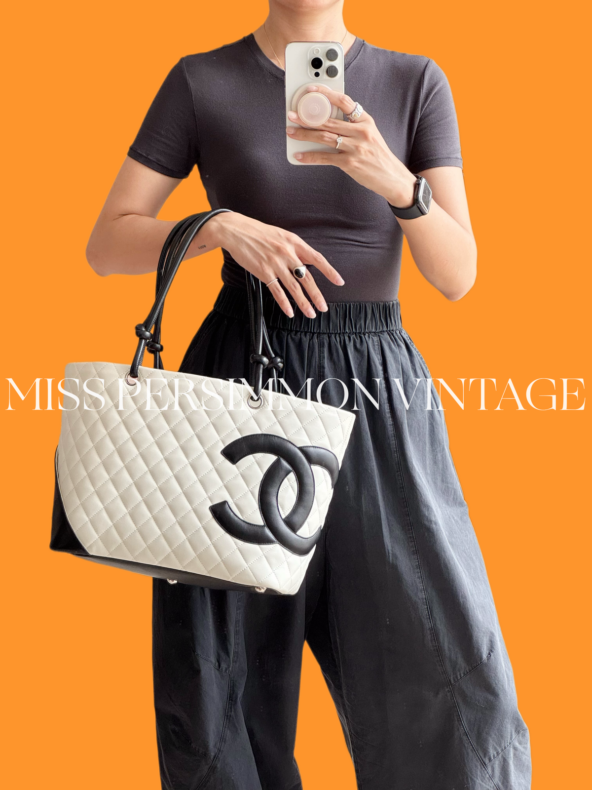 Chanel Vintage Cambon Tote Shoulder Bag