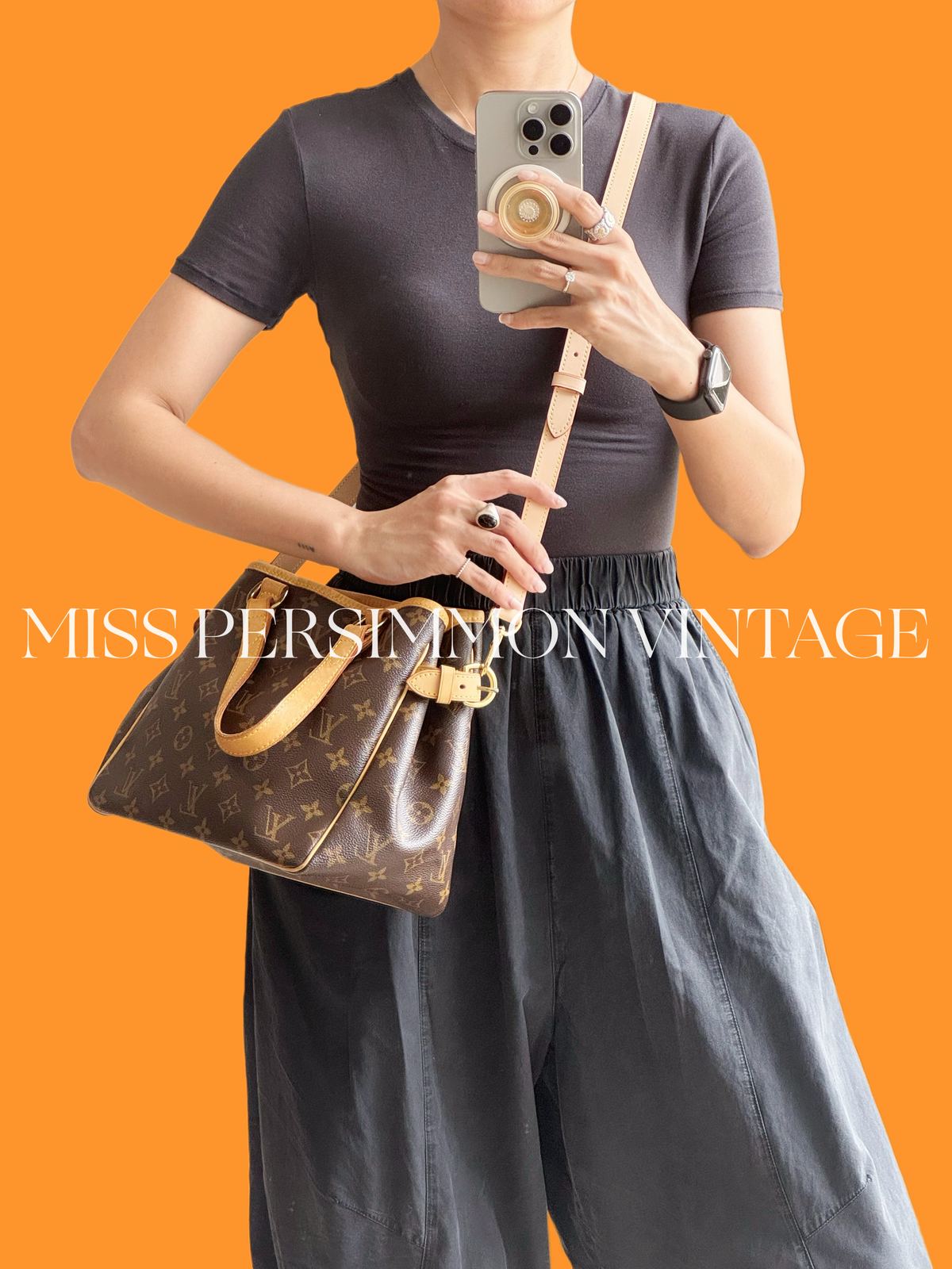 Louis Vuitton Vintage Batignolles PM Tote Handbag Crossbody Bag