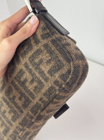 Fendi Vintage Zucca Cashmere Baguette Shoulder Bag