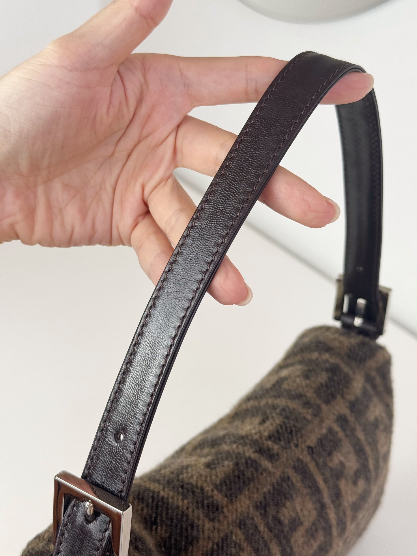 Fendi Vintage Zucca Cashmere Baguette Shoulder Bag