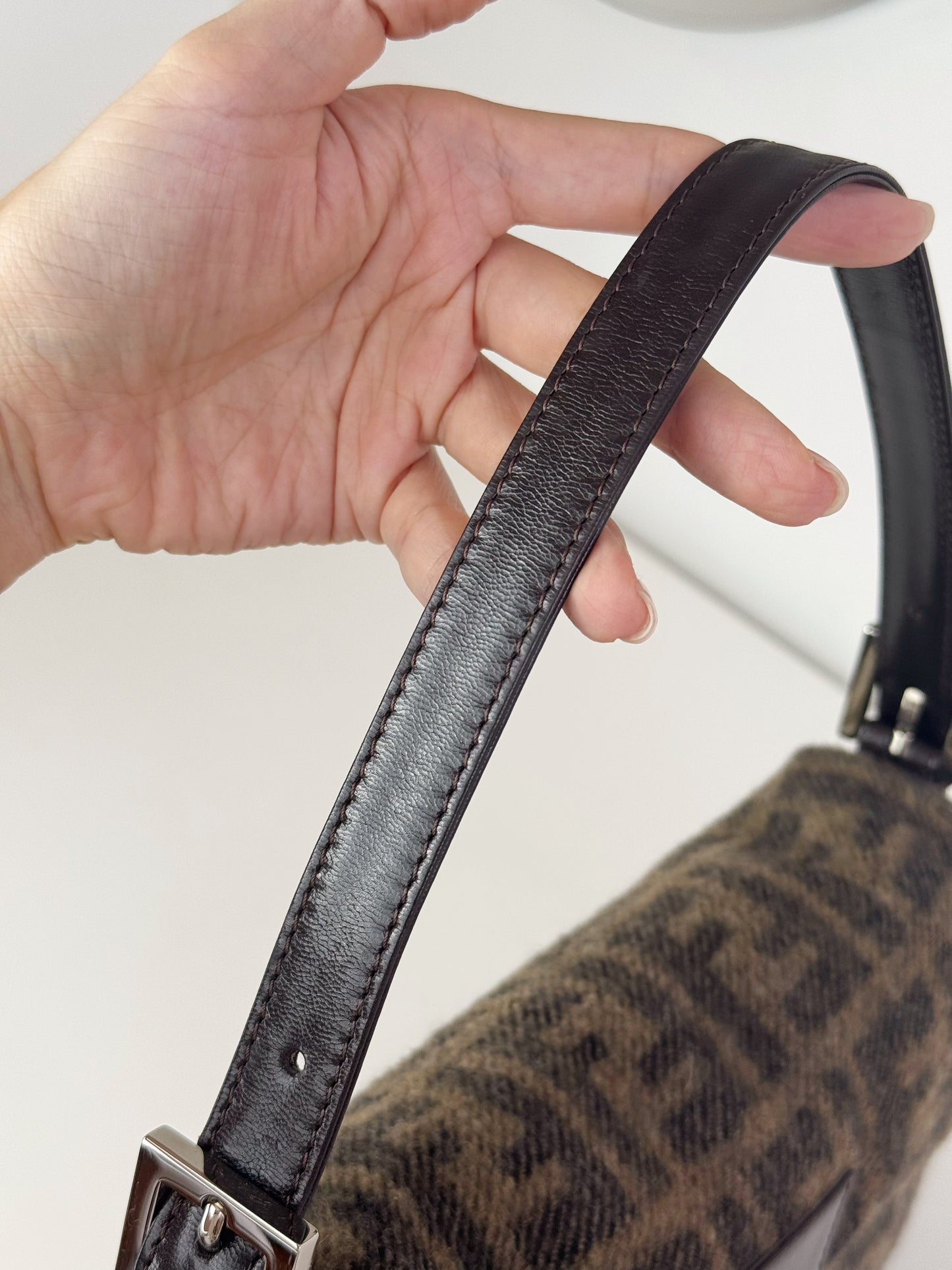 Fendi Vintage Zucca Cashmere Baguette Shoulder Bag
