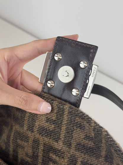 Fendi Vintage Zucca Cashmere Baguette Shoulder Bag