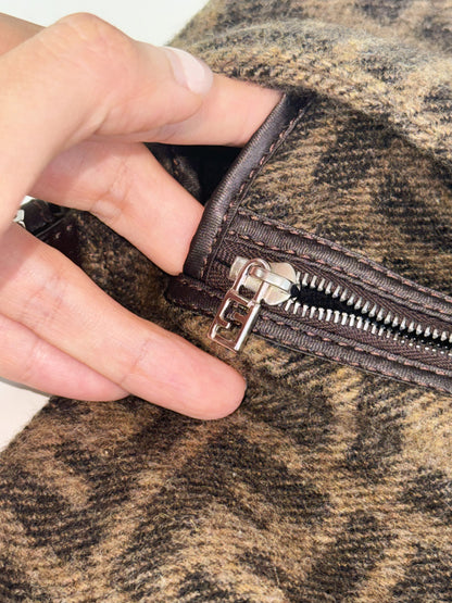 Fendi Vintage Zucca Cashmere Baguette Shoulder Bag