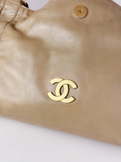 Chanel Vintage Lambskin Beige Olsen Shoulder Bag
