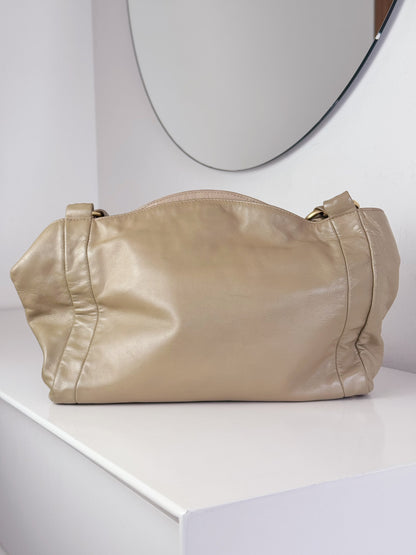 Chanel Vintage Lambskin Beige Olsen Shoulder Bag