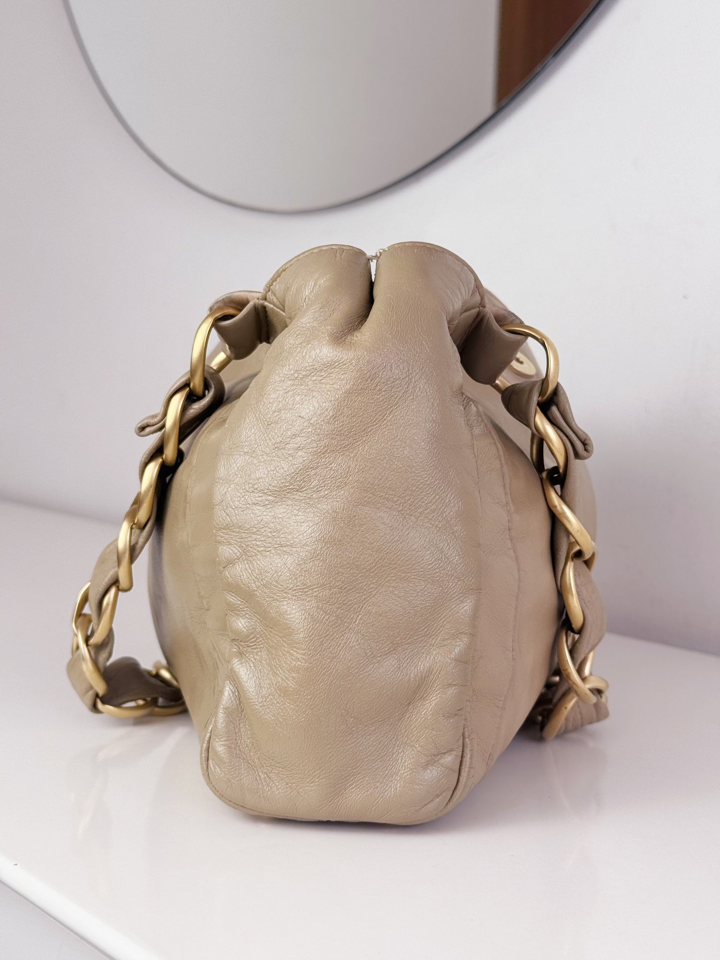 Chanel Vintage Lambskin Beige Olsen Shoulder Bag