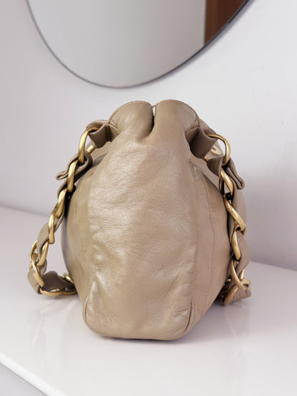 Chanel Vintage Lambskin Beige Olsen Shoulder Bag