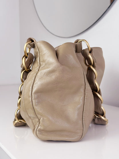 Chanel Vintage Lambskin Beige Olsen Shoulder Bag