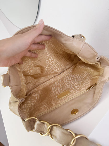 Chanel Vintage Lambskin Beige Olsen Shoulder Bag