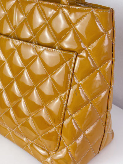Chanel Vintage Patent Leather Medallion Tote Shoulder Bag