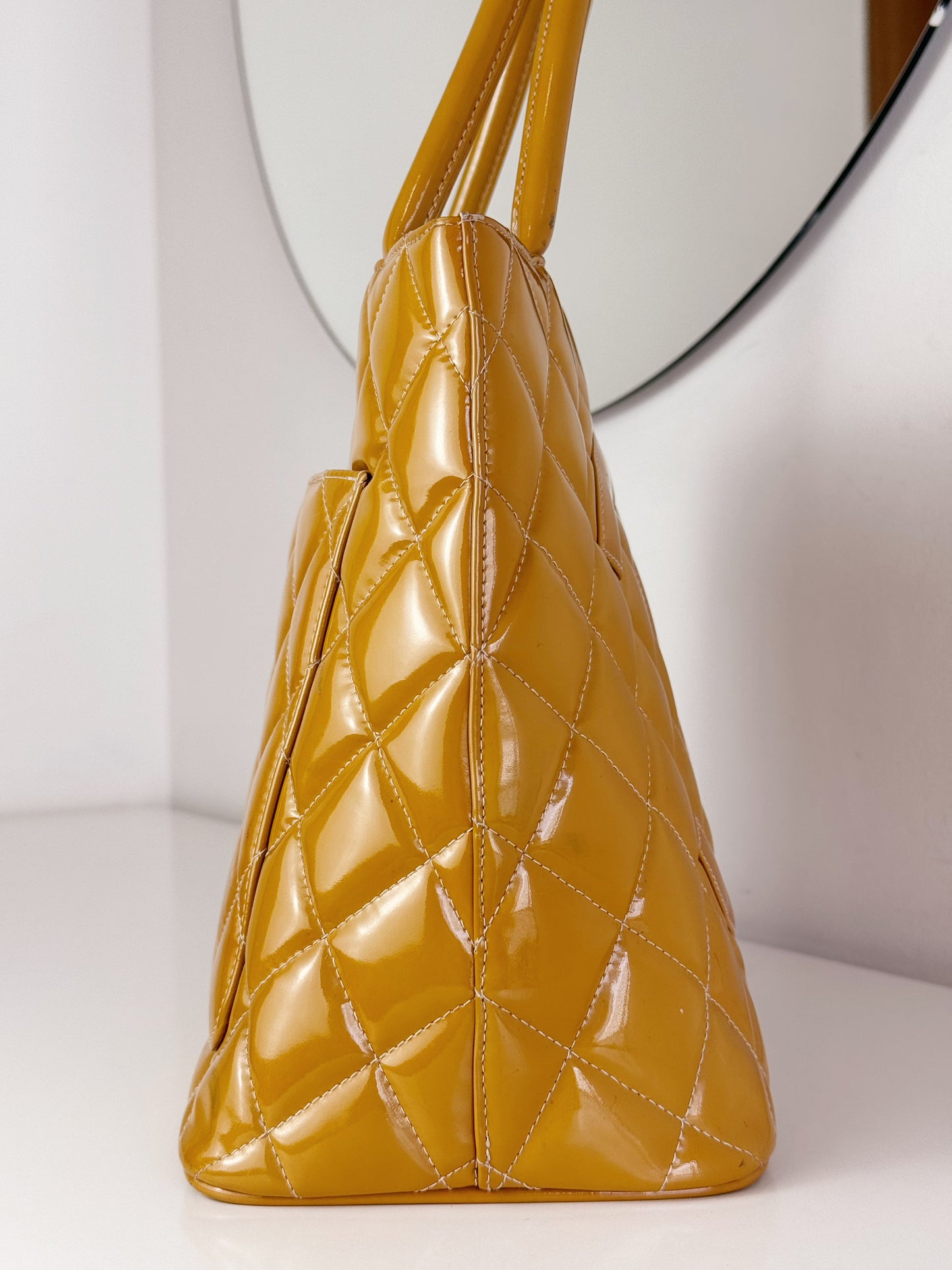 Chanel Vintage Patent Leather Medallion Tote Shoulder Bag