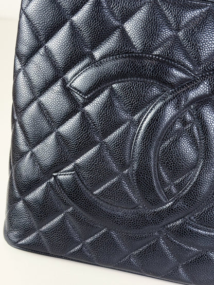 Chanel Vintage Caviar Medallion Tote Shoulder Bag
