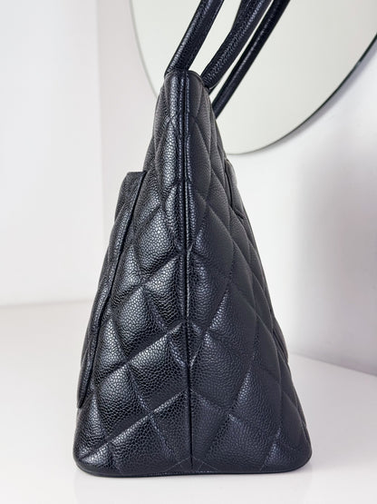Chanel Vintage Caviar Medallion Tote Shoulder Bag