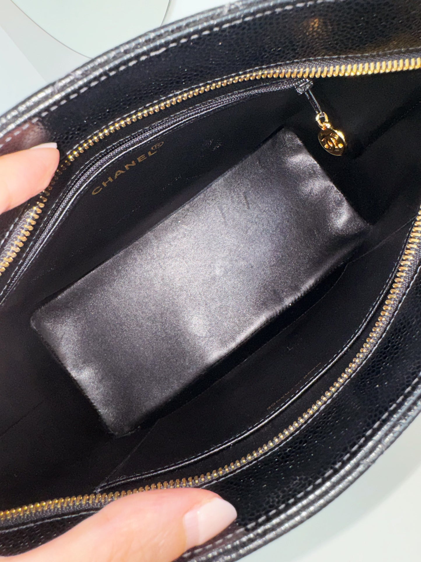 Chanel Vintage Caviar Medallion Tote Shoulder Bag