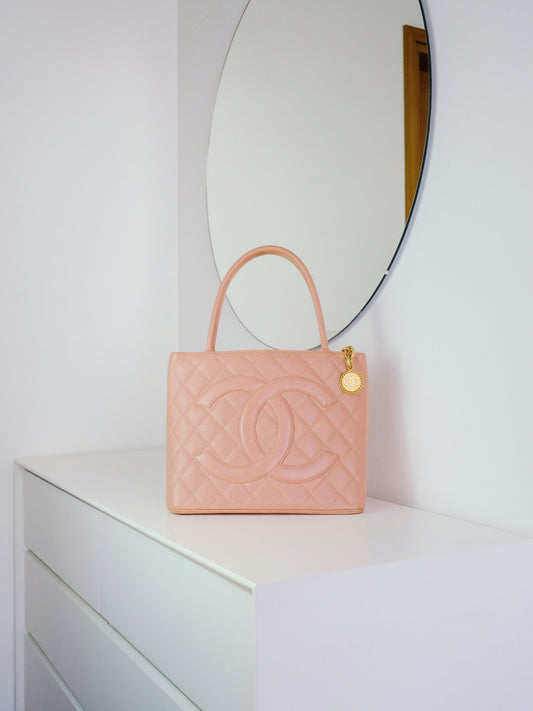 Chanel Vintage Caviar Medallion Tote Shoulder Bag