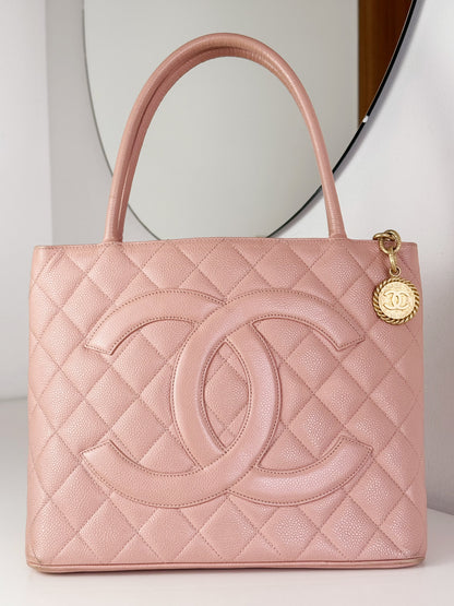 Chanel Vintage Caviar Medallion Tote Shoulder Bag