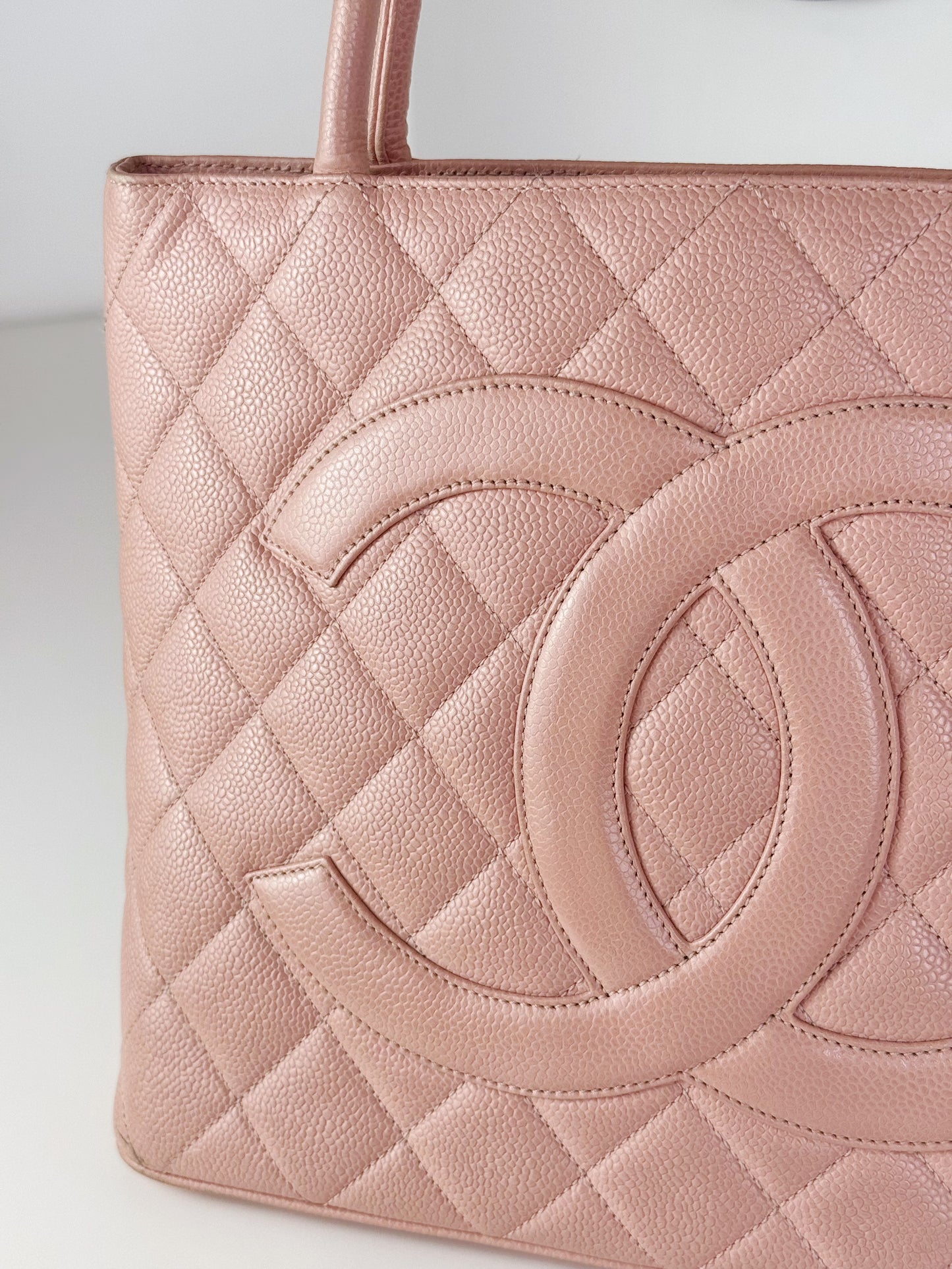 Chanel Vintage Caviar Medallion Tote Shoulder Bag
