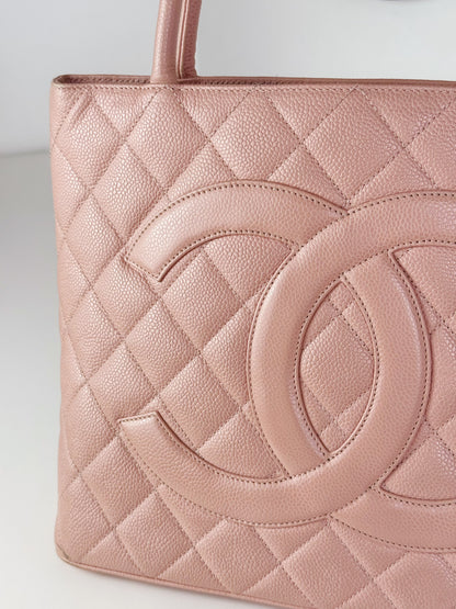 Chanel Vintage Caviar Medallion Tote Shoulder Bag