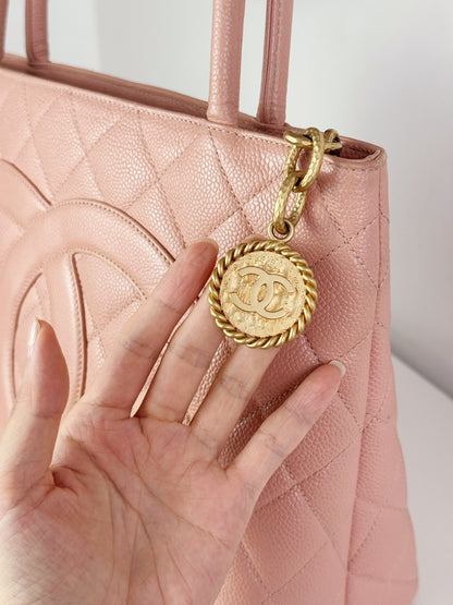 Chanel Vintage Caviar Medallion Tote Shoulder Bag
