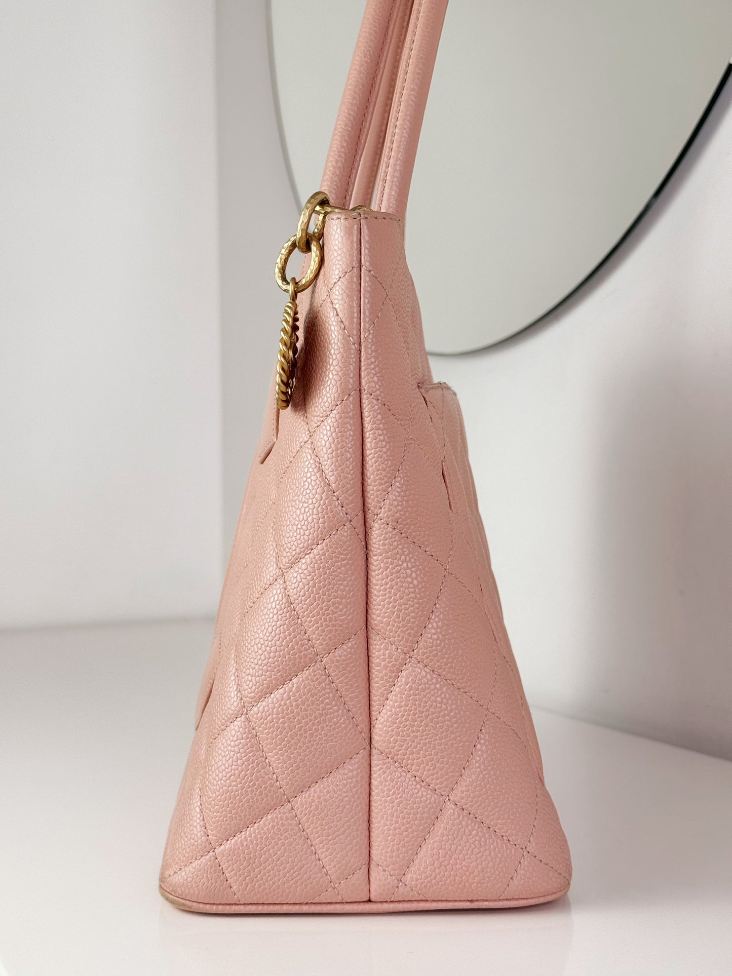 Chanel Vintage Caviar Medallion Tote Shoulder Bag