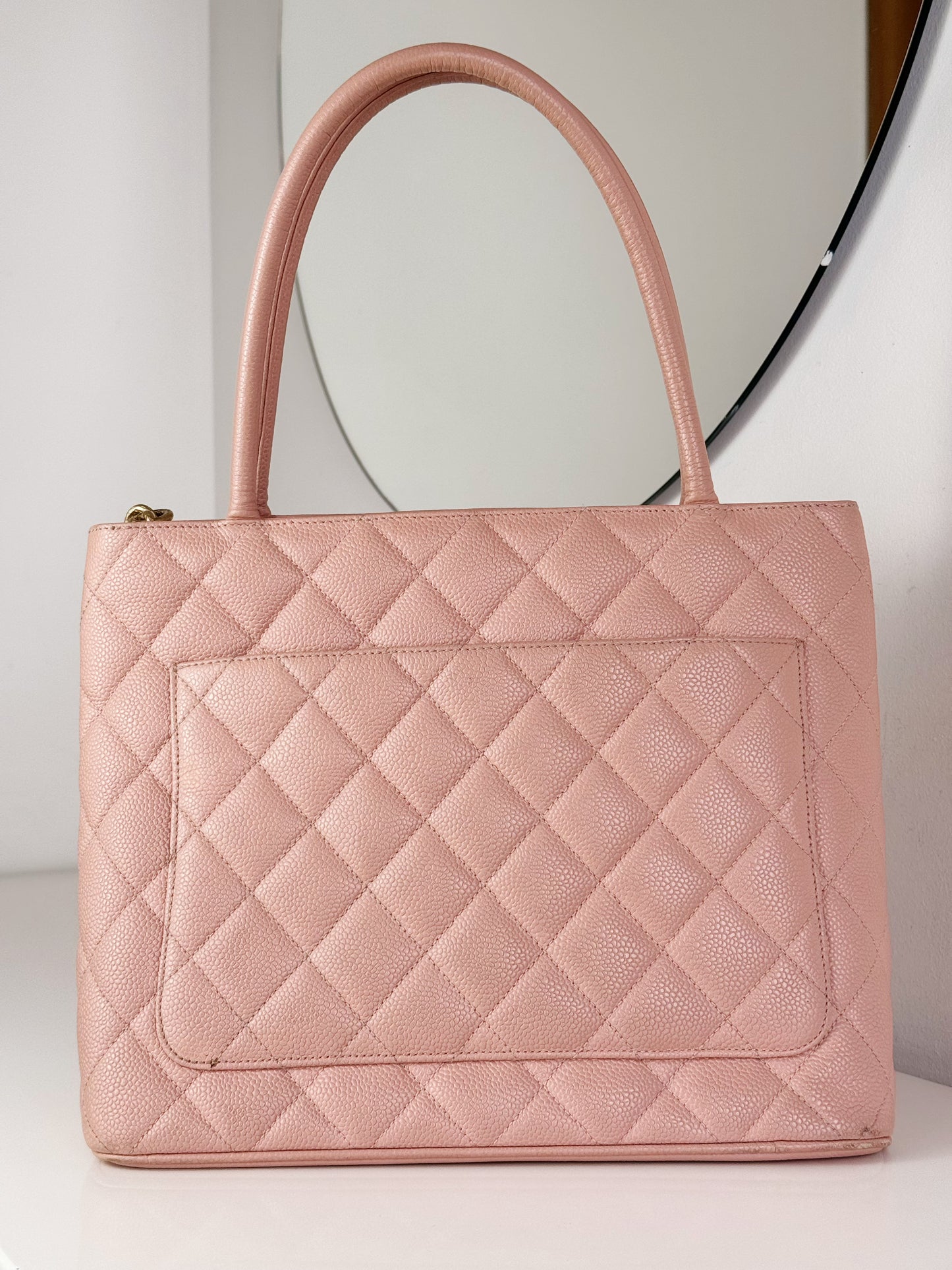 Chanel Vintage Caviar Medallion Tote Shoulder Bag