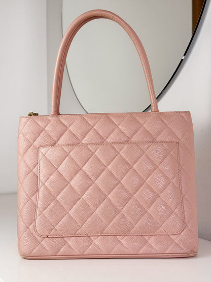 Chanel Vintage Caviar Medallion Tote Shoulder Bag