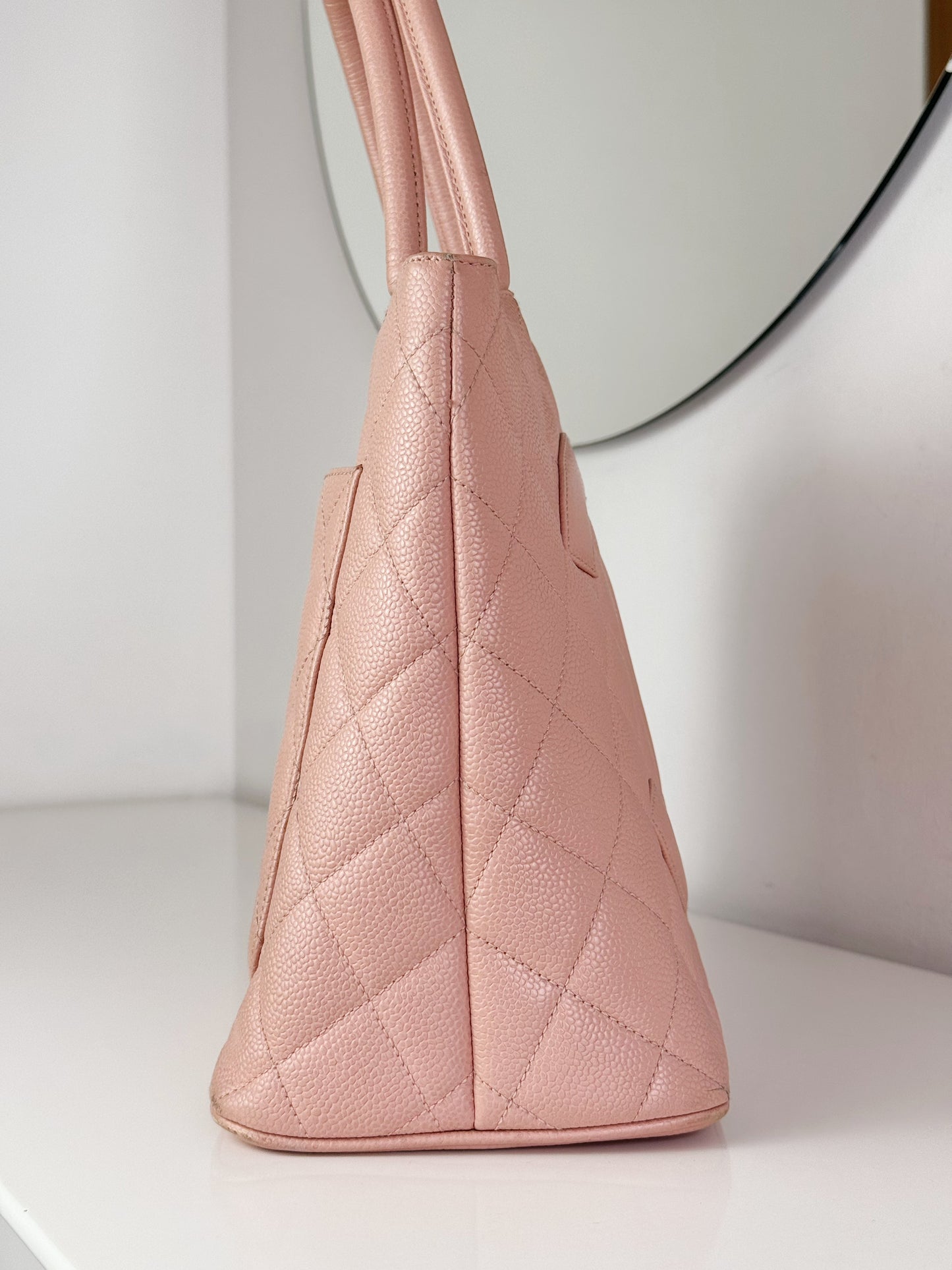 Chanel Vintage Caviar Medallion Tote Shoulder Bag