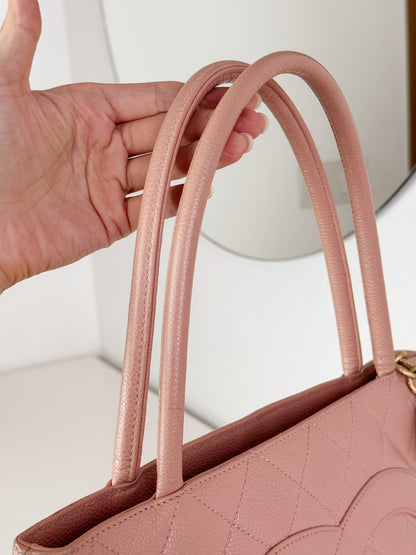 Chanel Vintage Caviar Medallion Tote Shoulder Bag