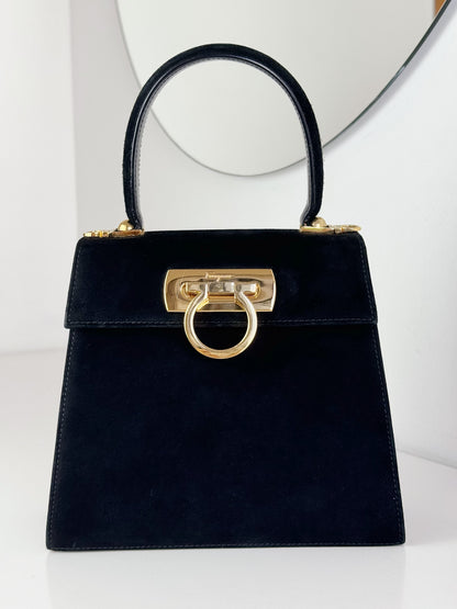 Salvatore Ferragamo Vintage Velvet Gancini Handbag Crossbody Bag
