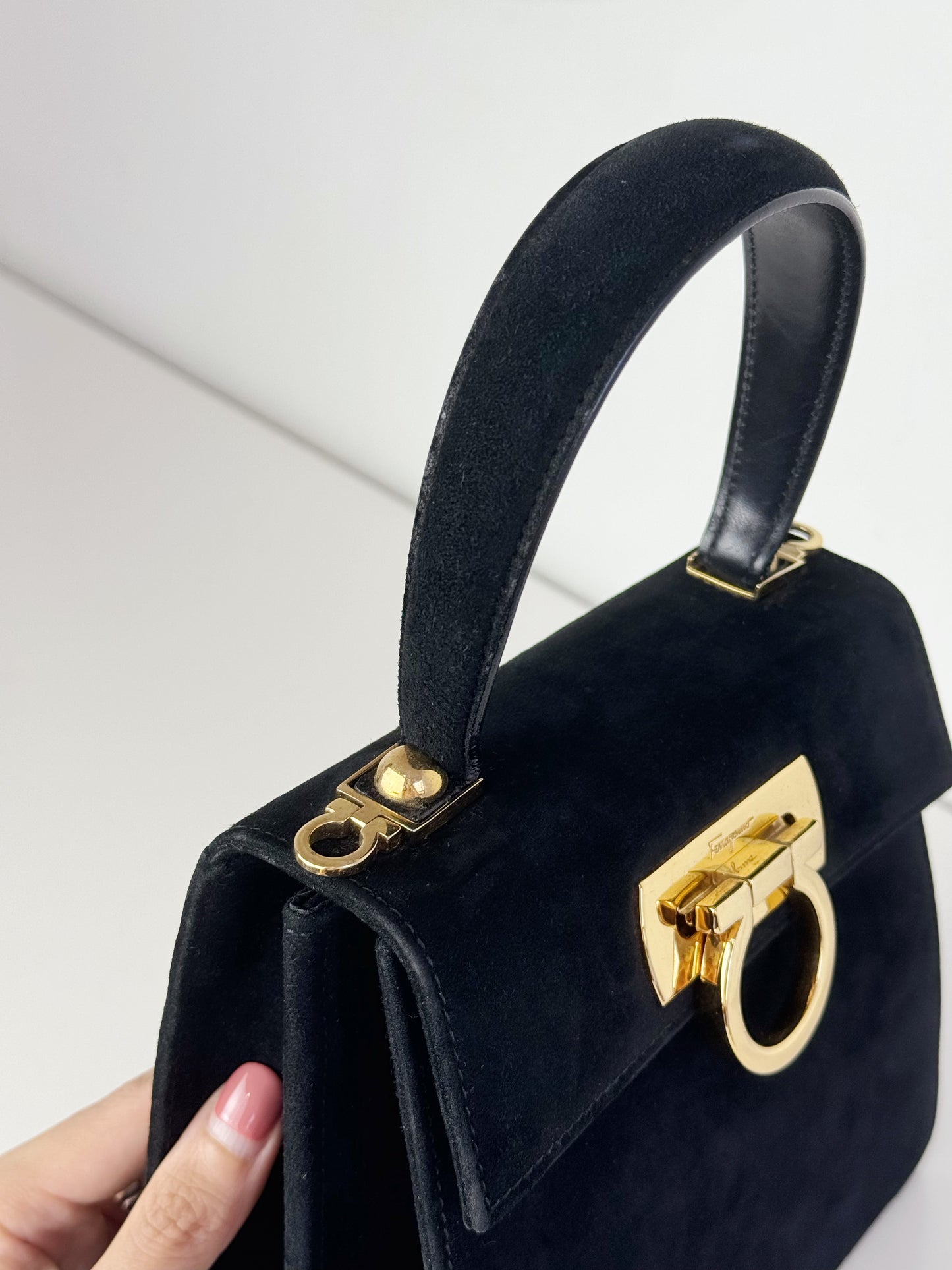 Salvatore Ferragamo Vintage Velvet Gancini Handbag Crossbody Bag