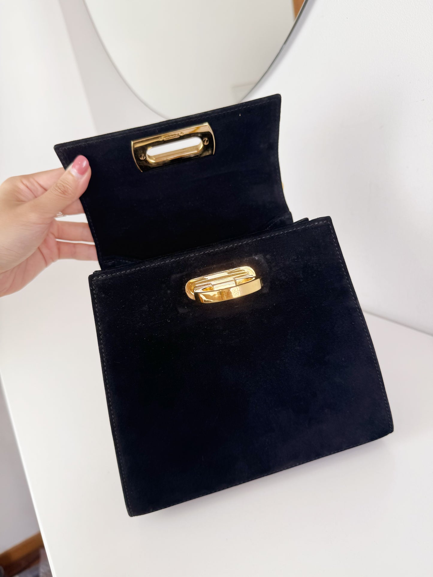 Salvatore Ferragamo Vintage Velvet Gancini Handbag Crossbody Bag